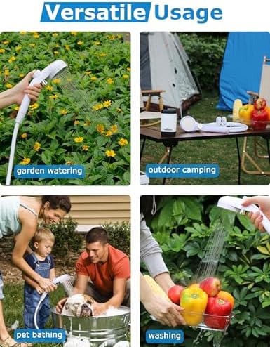 innhom 6000mAh Portable Shower Camping Shower Outdoor Camp Shower Pump, 2 Mode Electric Rechargeable Portable Camping Shower