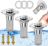 Sink Stopper Hair Catcher, Pop-up Sink Drain Strainer with Removable Stainless Steel Strainer Basket Hair Catcher, Bathroom Sink Strainer for Bathroom Sink Stopper Replacement.(3PCS)