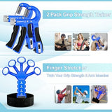 Grip Strength Trainer(5 Pack) with Finger Exerciser, Hand Grip Strengthener, Finger Stretcher,Grip Ring & Stress Relief Ball for Muscle Building and Injury Recover with Carry Bag