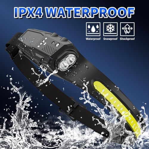 Headlamp Rechargeable 2Pack, 230° Wide Beam Head Lamp, LED Headlamp with Motion Sensor, 7Mode Head Lights for Forehead, Bright Headlamps for Adults, Red Light Headlight, Hard Hat Light, Camping Gear