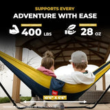 Grand Trunk Double Deluxe Parachute Nylon Hammock - 500lb Capacity Camping Hammock, 10.5x6.5ft, Lightweight & Durable (Olive Green/Khaki)