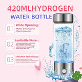 Hydrogen Water Bottle Generator, Portable Hydrogen Water Ionizer Machine Rechargeable,Hydrogen Rich Water Glass Health Cup for Travel 420ml Gift for Friends/Women/Men/Mom/Father/Grandpa/Grandma