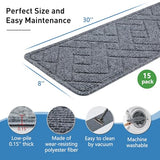 Non Slip Stair Treads for Wooden Steps,15 Pack 8" X 30" Stairs Carpet Treads Indoor with Reusable Peel and Stick Adhesive for Kids Elders and Pets