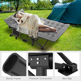 ABORON Folding Camping Cot W/Mat for Adults, Heavy Duty Outdoor Bed with Carry Bag,1200 D Layer Oxford Travel Camp Cots