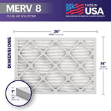 BNX TruFilter 14x20x1 Air Filter MERV 8 (6-Pack) - MADE IN USA – Dust & Pet Defense Electrostatic Pleated Air Conditioner HVAC AC Furnace Filters for Dust, Pet, Mold, Pollen MPR 600 – 700 & FPR 5