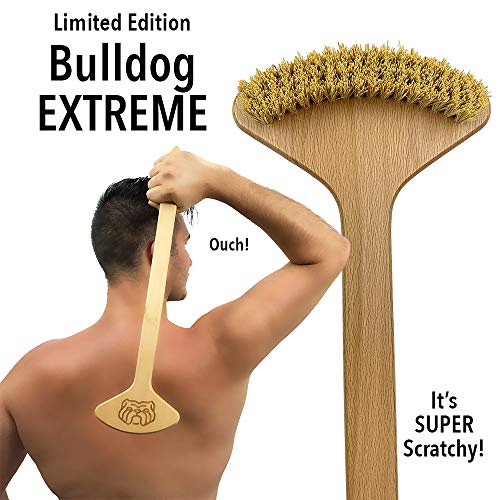 THE BULLDOG Extreme Back Scratcher, The Scratchiest Bulldog, with Extra Stiff Bristles for Serious Skin Itch Relief and Pleasure, Best Gift for Men and Women, Caution Extremely Scratchy