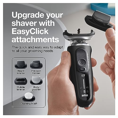 Braun Series 7 7075cc Electric Razor for Men with SmartCare Center, Beard Trimmer, Wet & Dry, Rechargeable, Cordless Foil Shaver, Black