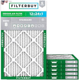 Filterbuy 12x24x1 Air Filter MERV 8 Dust Defense (6-Pack), Pleated HVAC AC Furnace Air Filters Replacement (Actual Size: 11.50 x 23.50 x 0.75 Inches)