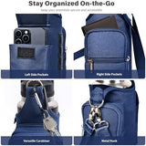 icolor Magnetic Gym Bag Water Bottle Carrier Holder with Phone Pockets & Shoulder Strap,5 Built-in Magnets Gym Bottle Pouch Sleeve,Magnetic Bag Gym Accessories Organizer for Men Women