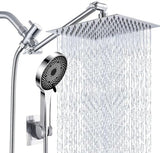 Shower Head,10”Rain Shower Head with Handheld Spray Combo and Adjustable Extension Arm/3-Way Flow Regulator/Shower System,High Pressure Rain Fall Hose,Chrome