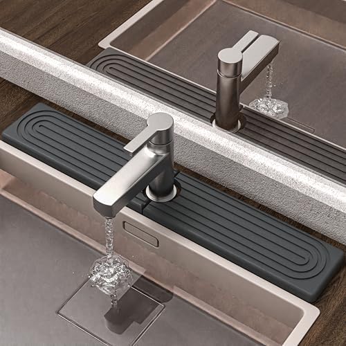 Faucet Mat for Kitchen Sink - Super Absorbent Diatomite Fast Drying Stone, Quick Drying Splash Guard,Prevents Moisture Buildup Sink, Durable Protector for Kitchen,Bathroom Counter