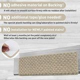 PURE ERA Bullnose Carpet Stair Treads Tape Free Non-Slip Indoor Stair Protectors Pet Friendly Stair Treads for Wooden Steps 9.5" x 30"(14 Pieces,Cream Gray Mini-Diamond Trellis)