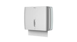 PLUSSEN Paper Towel Dispenser Wall Mount Commercial & Home Use ABS Matte Silver Gray with Window Holds 200 C/Z/Multi-Fold Towels Includes Hardware & Key Bathroom Paper Towel Holder