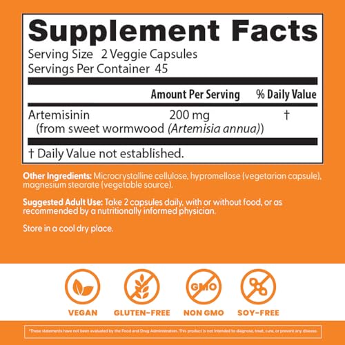 Doctor's Best Artemisinin, Non-GMO, Vegan, Gluten Free, 90 Veggie Caps