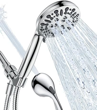 JDO Shower Head with Handheld, High Pressure Handheld Shower Head 9 Settings, Detachable Shower Head Set with Stainless Steel Hose and Shower Bracket (Chrome)