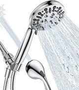 JDO Shower Head with Handheld, High Pressure Handheld Shower Head 9 Settings, Detachable Shower Head Set with Stainless Steel Hose and Shower Bracket (Chrome)