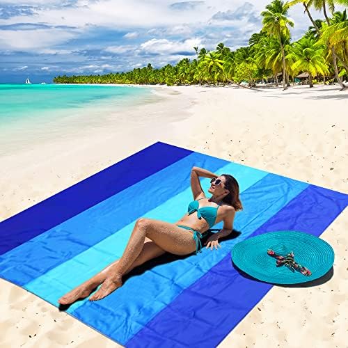 Beach Blanket Waterproof Sandproof Beach Mat 79" X 83" /10'x9'for 2-8 Adults Quick Drying Outdoor Picnic Mat Beach Accessories for Travel, Camping, Hiking