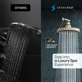 SparkPod Round Rain Shower Head with Extension Arm - Height Adjustable Shower Head with High Pressure Performance - Easy 1-Minute Installation (11" Arm Extension, Elegant Brushed Nickel)