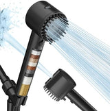 Cobbe Filtered Shower Head with Handheld, High Pressure 5-mode Showerhead with Filters, Built-in Power Wash for Hard Water - Remove Chlorine - Reduces Dry Itchy Skin, Matte Black