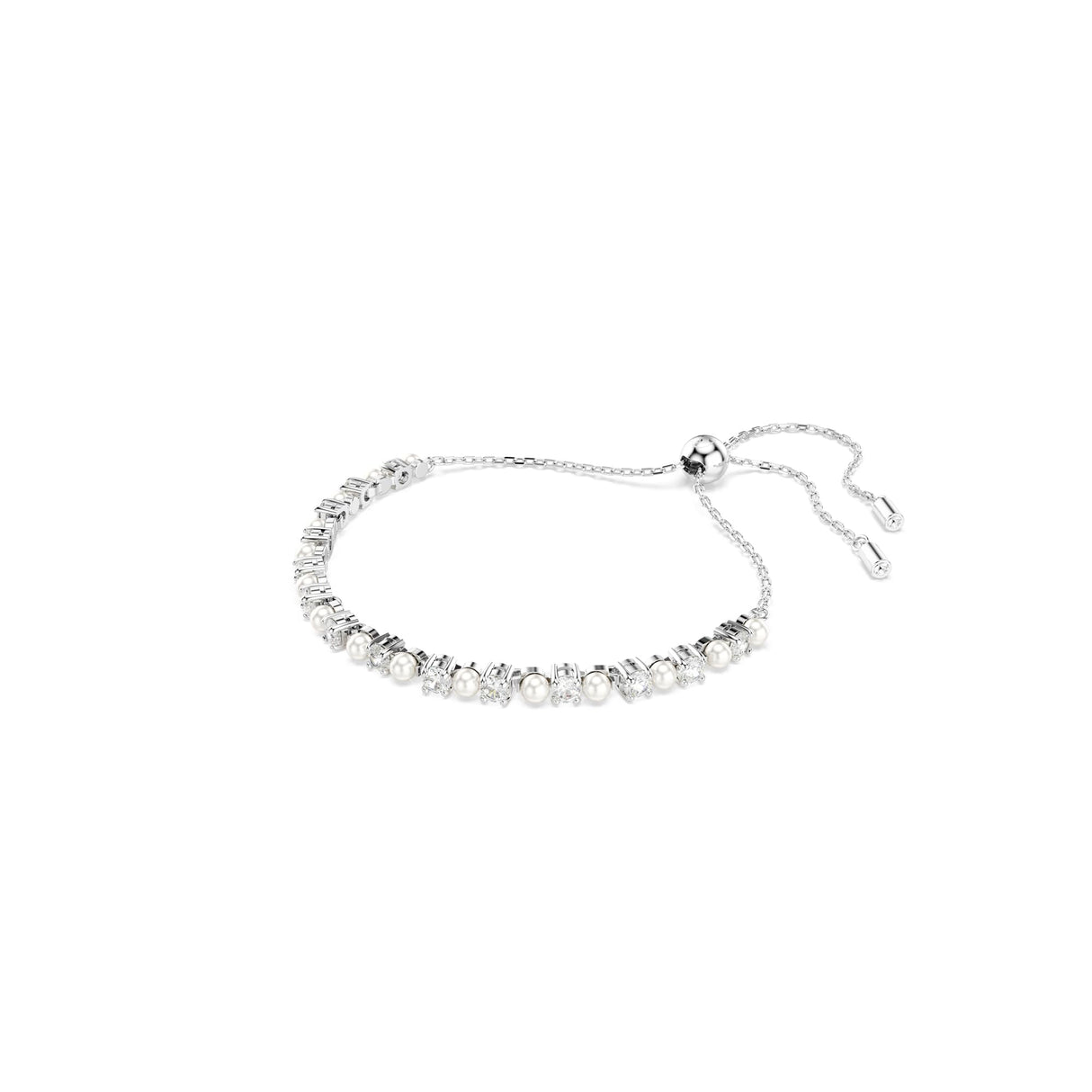Swarovski Matrix Bracelet, Crystal Pearl, Round Cut, Clear, Rhodium Finished
