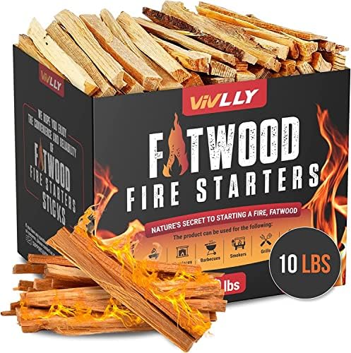 Fatwood Fire Starter Pack – Starter Wood for Fireplace – Small Wood Logs for Campfire Stove, Grilling & Cooking – Firewood Lighter Kindling Sticks – Firepit Burning (10 lb)