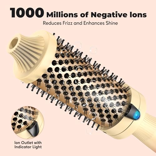 Farery 1.77-Inch Thermal Brush - Ceramic Ionic Heated Round Brush for 90's Full-Bodied Style, Volumizing, Smooth Hair & Natural Curls, Dual MCH Heating, Digital Display, 9 Temperature, Dual Voltage