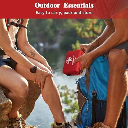 First Aid Kit 340 Piece, Premium Waterproof Hard Shell Medical Kit for Car, Home, Office, Travel, Camping, Sports, Outdoor, School - Emergency First Aid Supplies and Survival Kit