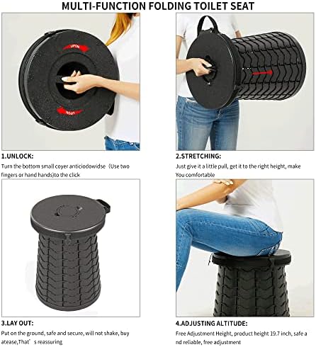 ALEVMOOM XXL Portable Toilet for Camping,880lbs Capacity,19.7" H Adjustable Portable Toilet with 7 Garbage Bags,Porta Potty for Adults,Collapsible Luggable Loo for Camping/Travel/Hiking/Car