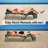 REALEAD Reclining Beach Chairs for Adults, Extendable High Back Beach Chair with Headrest and Cooler Pouch, 4-Position Lay Flat Folding Beach Chairs Heavy Duty Support 330LB