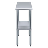AmGood 24 in. x 15 in. Stainless Steel Work Table with Wheels | Metal Kitchen Food Prep Table | NSF