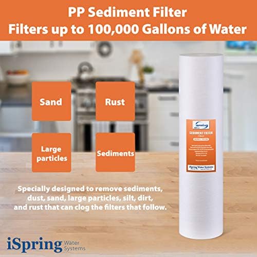 iSpring F3WGB32BKS 4.5” x 20” 3-Stage Whole House Water Filter Set Replacement Pack with Sediment, GAC+KDF, and CTO Carbon Block Cartridges, Fits WGB32B-KS