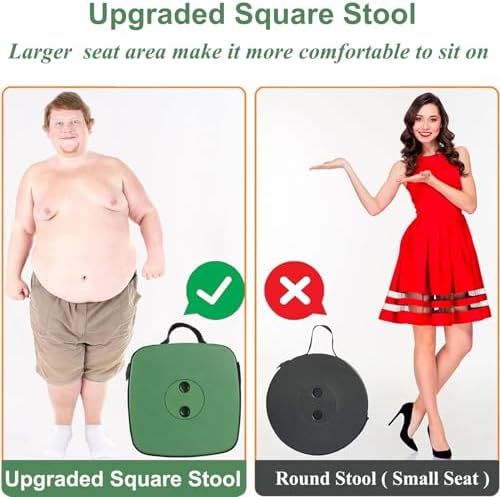 Fishboy Upgraded Square Collapsible Stool, 400lbs Max Weight, Lightweight But Sturdy, Portable Retractable Folding Telescoping Foldable Camping Stool for Adults Outdoor Fishing Hiking Travel BBQ