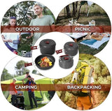 Bulin 24/13/11/8/4 PCS Camping Cookware Mess Kit Lightweight Backpacking Cooking Set Outdoor Cook Gear for Family Hiking, Picnic(Kettle, Pot, Frying Pan, Bowls, Plates, Spoon)