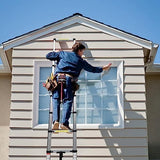 BOCOM 14.5 FT Aluminum Telescoping Ladder, Lightweight Multi-Purpose Collapsible Extension with 2 Triangle Stabilizers, Heavy Duty 330 lbs Max Capacity, Ideal for Home, RV, and Outdoor Work Silver