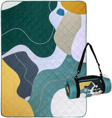 Exclusivo Mezcla Waterproof Picnic Blanket 60x80 Inches Large Multicolor Floral Polyester Sandproof Modern Camping Blanket