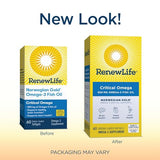 2 Pack Renew Life Norwegian Gold Critical Omega, Omega-3 Fish Oil, 60 Burp-Free Softgels (Pack May Vary)