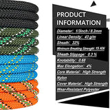 NTR Orange/Black/Blue/Green Climbing Rope 10M(32ft) 20M(64ft) 30M(96ft) 50M(160ft), 8MM Static Rock Climbing Rope with 2 Steel Hooks, Rappelling Rope for Outdoor, Hiking Safety Escape Rope