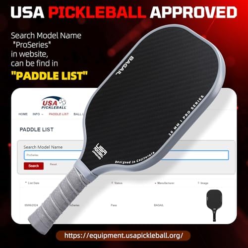 BAGAIL Pickleball Paddles, USAPA Approved Fiberglass Surface Pickleball Set, Lightweight Pickle Ball Rackets with 4 Balls, 1 Bag, Designed in California for Traction and Stability