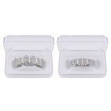 JINAO Grillz Diamond Grills for Your Teeth for Men Women 18K Gold Plated Iced Out Macro Pave Cubic Zirconia Mouth Grill with Extra Molding Bars Included(Silver Set)