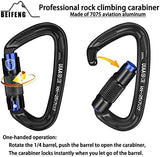 25KN Auto Locking Carabiner - UIAA Certified Heavy Duty Climbing Carabiners for Rock Climbing, Camping, Rappelling, Hunting, Rescue Equipment - Professional Carabiner Clips (Black)