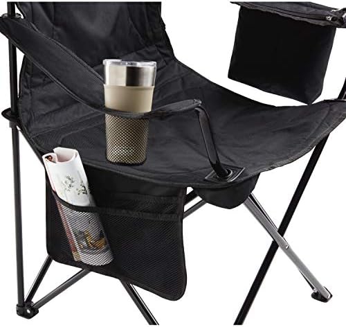 Coleman Portable Quad Camp Chair with 4-Can Cooler, Cushioned Seat & Back with Side Pockets & Cup Holder, Carry Bag Included