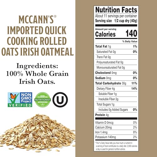 McCann's Irish Oatmeal, Quick Cooking Rolled Oats, 16 Ounce