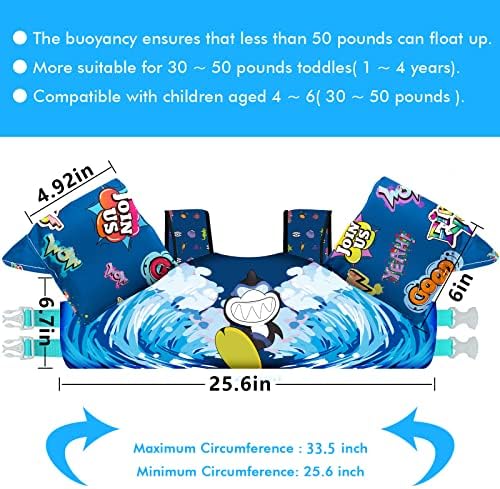 Chriffer Kids Swim Vest Life Jacket for 22-66 Pounds Boys and Girls, Toddler Floaties with Shoulder Harness Arm Wings for 2,3,4,5,6,7 Years Old Baby