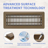 4" x 12" Floor Register 2 Pack - Heavy Duty Steel Walkable Floor Vents - Easy Adjust Air Supply Lever - Vent Covers for Home (Brown)