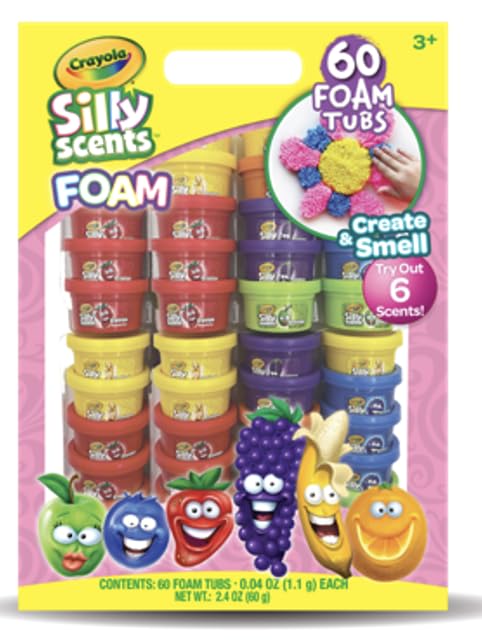 Crayola Silly Scents Foam Tubs - 60 x 1oz Play Foam for Kids, Fidget Toys & Christmas Gifts - Non-Toxic, Scented, & Colorful Kids Toys - Perfect for Arts & Crafts, Goody Bags, & Stocking Stuffers