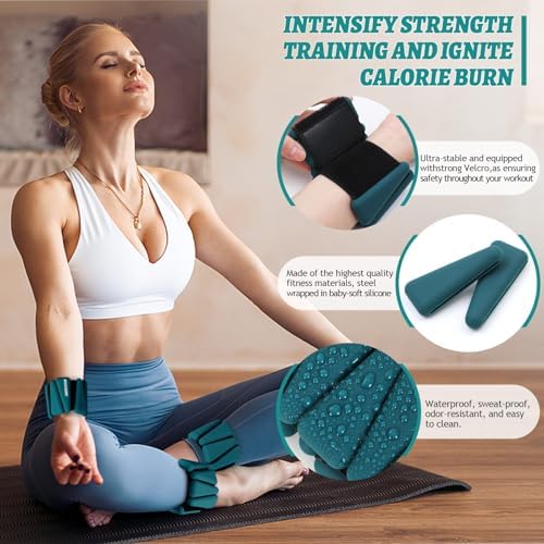Wrist Ankle Weights Set of 2(1 lb/2 lbs Each) Adjustable Weights Training Intensity for Strength Training Walking Running Yoga Pilates Jogging for Women Men