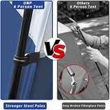 UNP Tents 6 Person Waterproof Windproof Easy Setup,Double Layer Family Camping Tent with 1 Mesh Door & 5 Large Mesh Windows -10'X9'X78in(H)