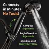 AquaDance High Pressure 6-Setting Oil Rubbed Bronze Handheld Shower Head with Stainless Steel Hose. Officially Independently Tested to Meet Strict US Quality & Performance Standards!