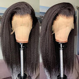 GOLFMAX Kinky Straight Lace Front Wigs Human Hair Pre Plucked With Baby Hair 180% Density Yaki Straight 13x4 Transparent HD Glueless Lace Wig Human Hair Wigs For Black Women 24 Inch