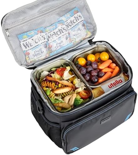 ZEEMO Insulated Lunch Bag for Men Women, Cooler with Adjustable Shoulder Strap, Leakproof Box for Work, Picnic, Black